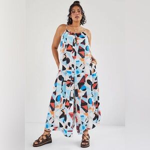 Anthropologie Breezy Wide-Leg Jumpsuit Travel Beach Summer Vacation -Small- EUC